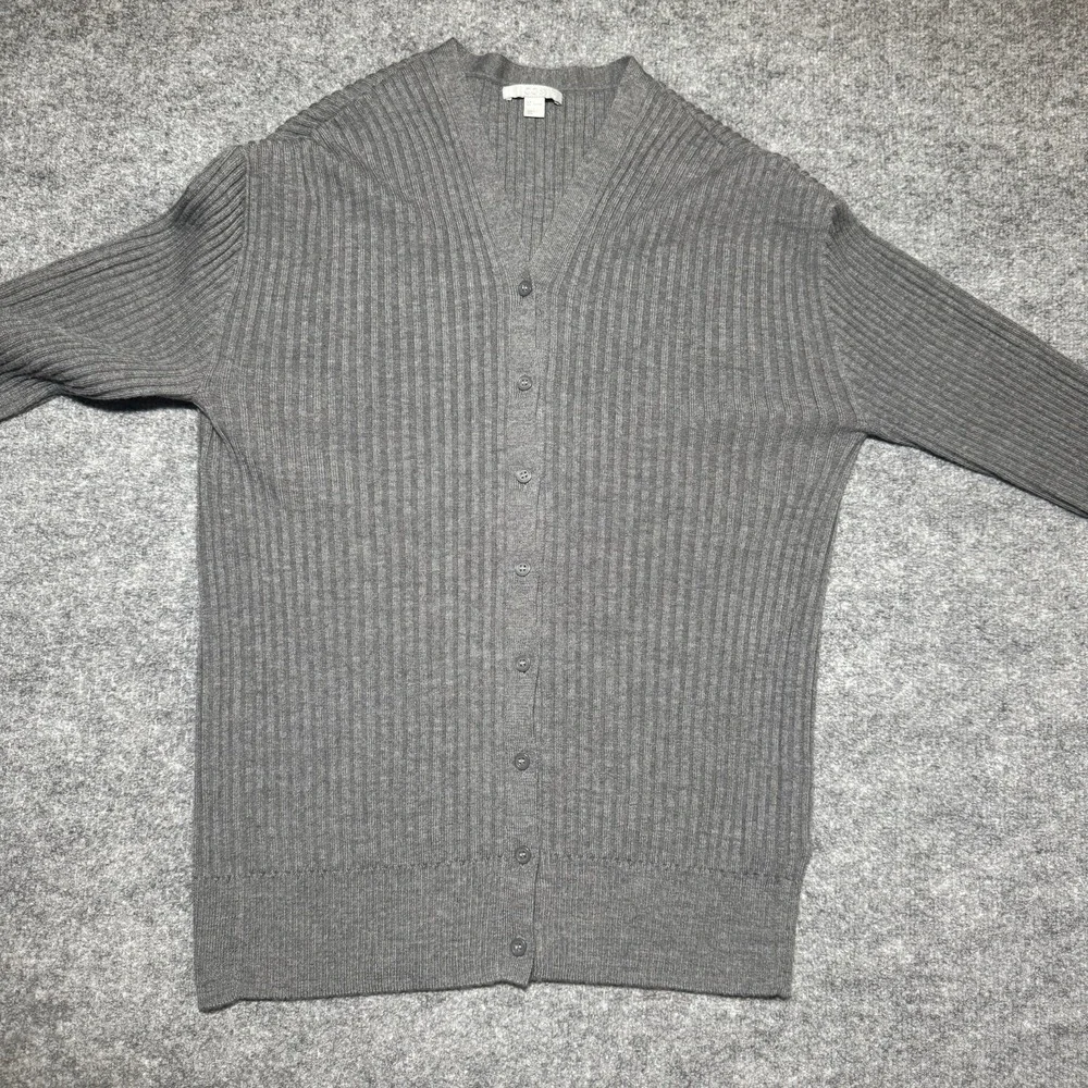 COS 100% Wool Button Up Cardigan Sweater Gray Minimalist Capsule Womens Size L - Picture 2 of 12
